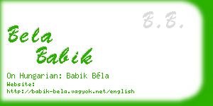 bela babik business card